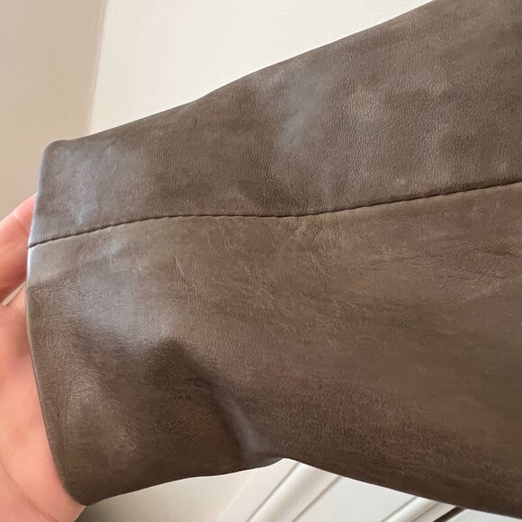 Marc New York by Andrew Marc LEATHER Biker Jacket size Small in Olive Green - Picture 10 of 15